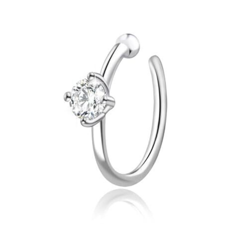 18G Moissanite Nose Hoop Ring - 925 Sterling Silver 3MM 0.1CT Moissanite Lip Ho